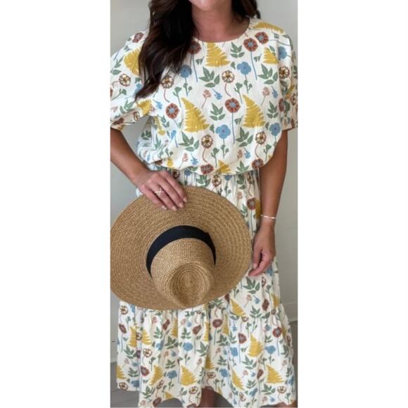 Gigio Other - Gigio Floral Printed Midi Set Sz L #Meadowscape #Botanical